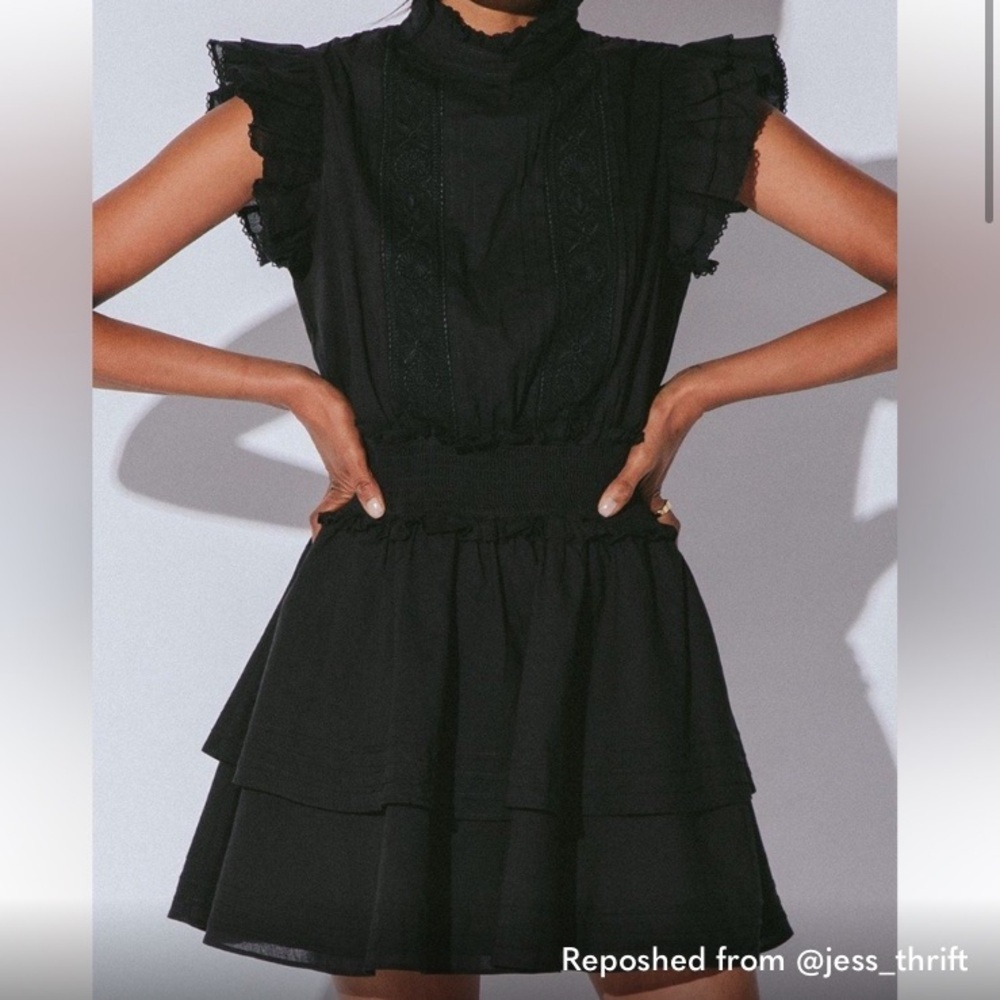 Cleobella Black Ruffle Mini Dress
